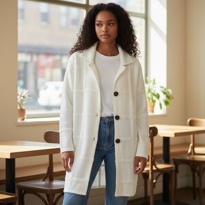 Romimona $198 1XL NWT White Longline Coat